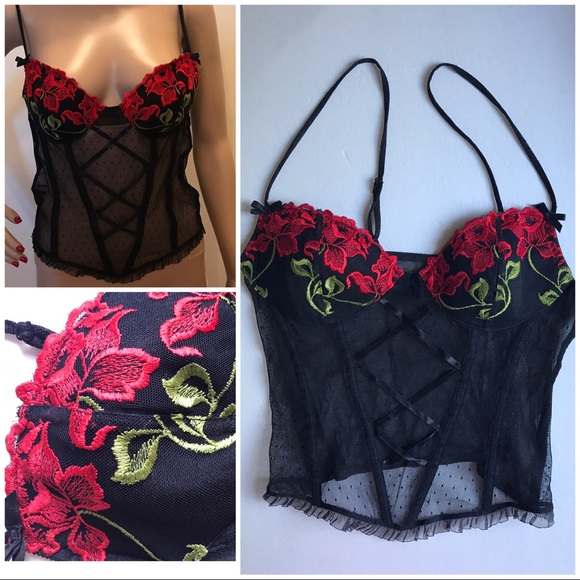 Embroidered rose bustier with adjustable straps Medium - Picture 2 of 9